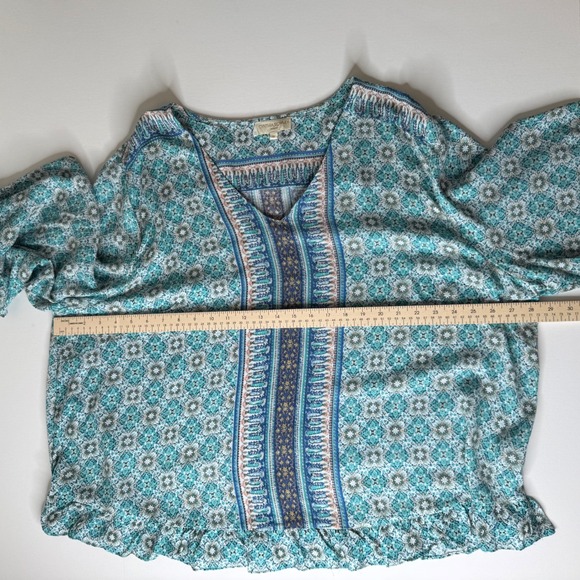 Cynthia Rowley Paisley Peasant Top Size 3X  Boho Long Sleeve Ruffle Trim Relaxed - Picture 9 of 9